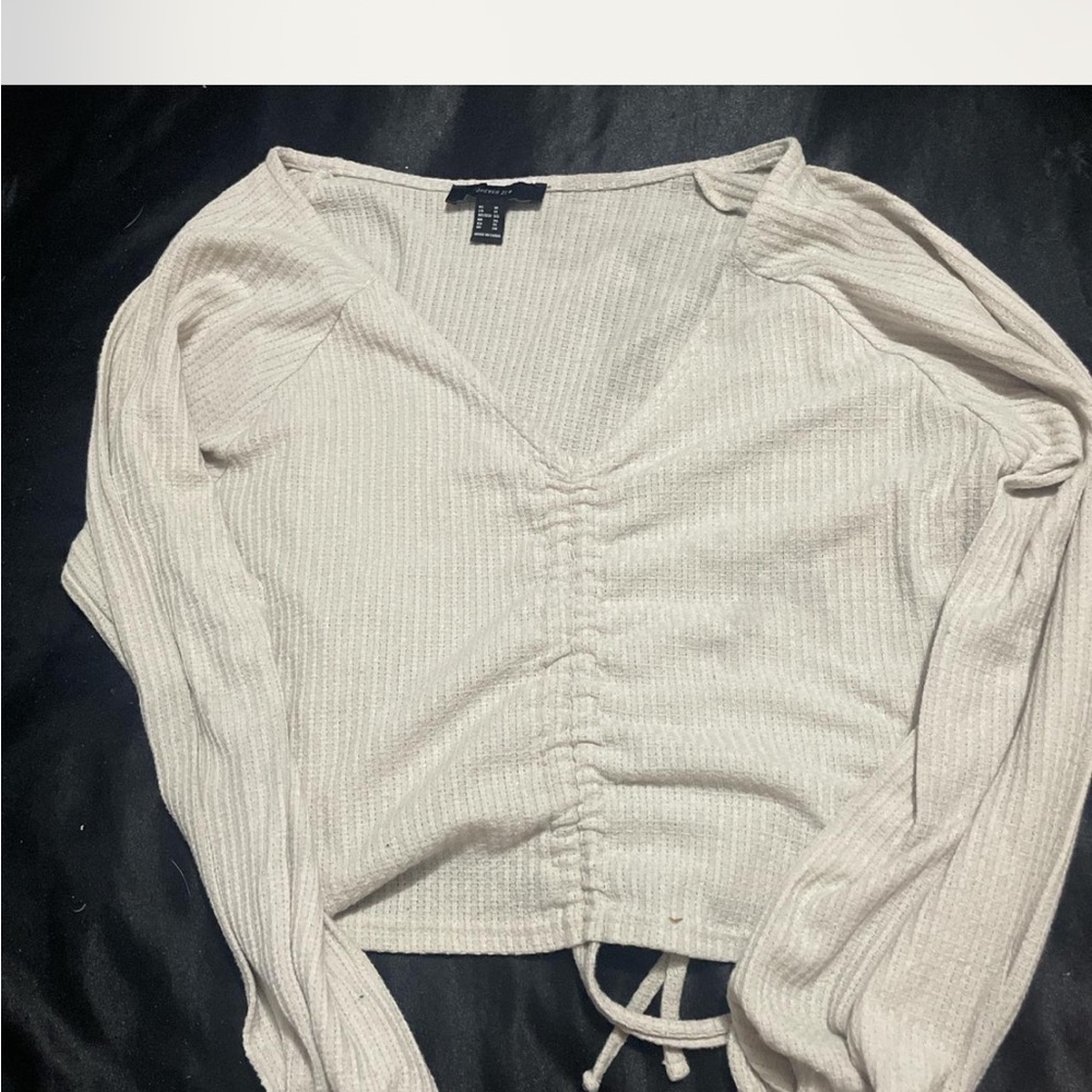Forever 21 Cream Ruched Blouse